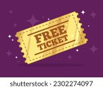 The Golden Free Ticket. Isolated Vector Illustration