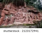 Stone Buddha carvings in Mount Emei Scenic Area, Sichuan Province, China
