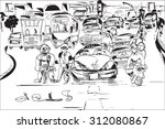  black and white sketch of the... | Shutterstock .eps vector #312080867