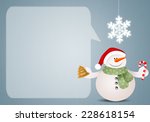 funny snowman with candy cane... | Shutterstock . vector #228618154