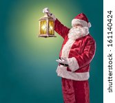 Santa Claus With A Lantern On A ...