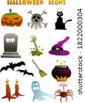 halloween scary  icons set... | Shutterstock . vector #1822000304
