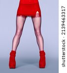 Beautiful Female Leg Red Short...