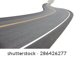 Abstract black asphalt winding Road transport going to the distance with yellow line drawing separated two way of forward and backward, isolated on white background.  This has clipping path.