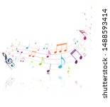 colorful music notes background ... | Shutterstock . vector #1488593414