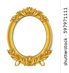 oval vintage gold picture frame | Shutterstock .eps vector #597971111