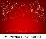 gold festive party popper with... | Shutterstock .eps vector #696258841