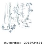 Deer Forest Winter Card Nature...