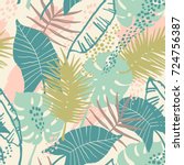 seamless exotic pattern with... | Shutterstock .eps vector #724756387