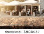 blurred background of cafe with street and top 