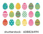 Set Of Easter Eggs Flat Design...