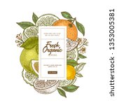 fresh citrus design template.... | Shutterstock .eps vector #1353005381