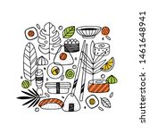 sushi doodle composition.... | Shutterstock .eps vector #1461648941