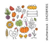 farm living collection. linear... | Shutterstock .eps vector #1542589301