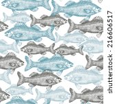 Fish Engraved Seamless Pattern
