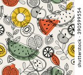 fruit seamless pattern.... | Shutterstock .eps vector #390599554