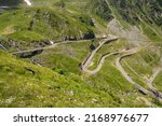 Landscape of the Transfagarasan road in summer. Located in Carpathian Mountains in Romania, Transfagarasan road is one of the most impressive mountain roads in the world.