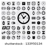 Vector Black Clocks Icon Set On ...