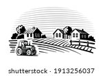farm with trees and tractor... | Shutterstock .eps vector #1913256037