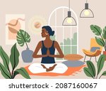 woman doing yoga exercises and... | Shutterstock .eps vector #2087160067