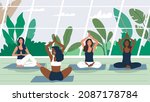 woman doing yoga exercises and... | Shutterstock .eps vector #2087178784