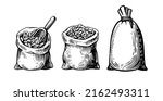 hand drawn wheat. grains in bag ... | Shutterstock .eps vector #2162493311