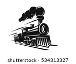 Vector Retro Train Logo On...