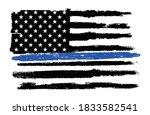 grunge police flag thin blue... | Shutterstock .eps vector #1833582541