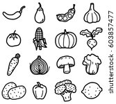 vegetable objects  icons set  ... | Shutterstock .eps vector #603857477