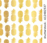vector gold white pineapples... | Shutterstock .eps vector #612482537