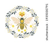 ornate folksy floral bee in... | Shutterstock .eps vector #1935030791