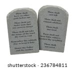 Moses Ten Commandments Stones Isolated on White Background.