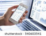Investor analyzing stock market investments with financial dashboard, business intelligence (BI), and key performance indicators (KPI) on smartphone and computer screens