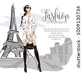 Fashion Woman Near Eiffel Tower ...