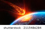 Meteor Impact On Earth - Fired Asteroid In Collision With Planet - Contain 3d Rendering - elements of this image furnished by NASA