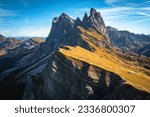 One of the most picturesque and visited mountain ridge in the Alps, Seceda, Dolomites, Italy, Europe