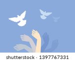 dreamy background with hands... | Shutterstock . vector #1397767331