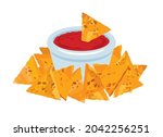 nachos corn chips with red... | Shutterstock .eps vector #2042256251