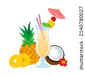tropical drink with pineapple... | Shutterstock . vector #2140780027