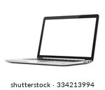 Laptop close-up on white background, isolated