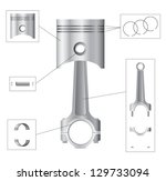 piston and connecting rod parts | Shutterstock .eps vector #129733094