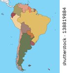 colorful map of south america | Shutterstock .eps vector #138819884