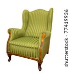 Old Green Armchair Isolated On...
