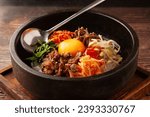 Korean food stone grilled bibimbap
