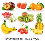 set fresh fruits with green... | Shutterstock . vector #51817921
