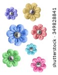 Colorful Knitted Flowers On...