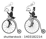 gentleman on penny farthing... | Shutterstock .eps vector #1403182214