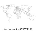 world map with country borders  ... | Shutterstock .eps vector #305079131