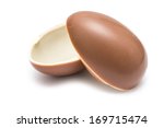 Half Milk Chocolate Egg Isolated On White Background