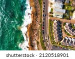 Small photo of Pacific ocean coast waterfront on Sydney north shore with strata title villas by seaside.